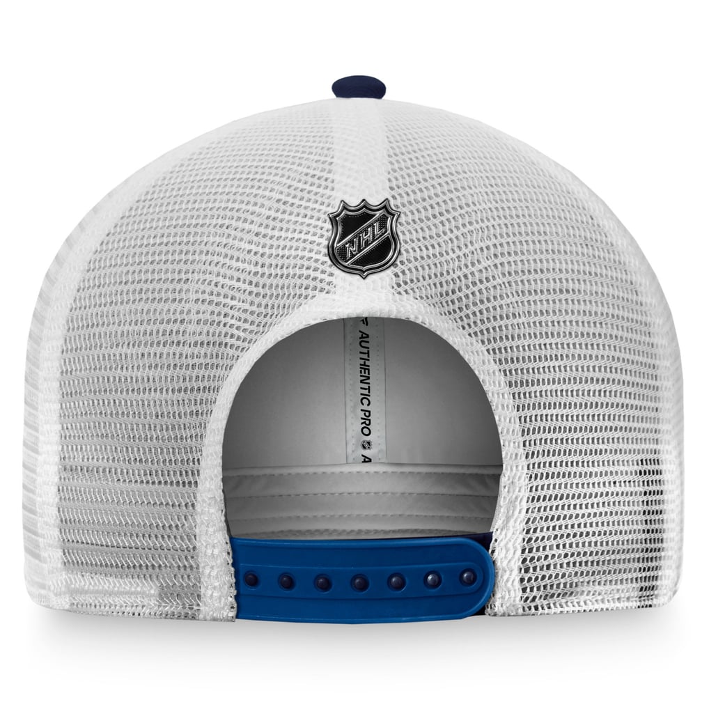 Columbus Blue Jackets Fanatics Authentic Pro Trucker Snapback Hat - Navy/White 