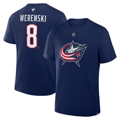 Zach Werenski Columbus Blue Jackets Fanatics Authentic Stack Name & Number T-Shirt - Navy