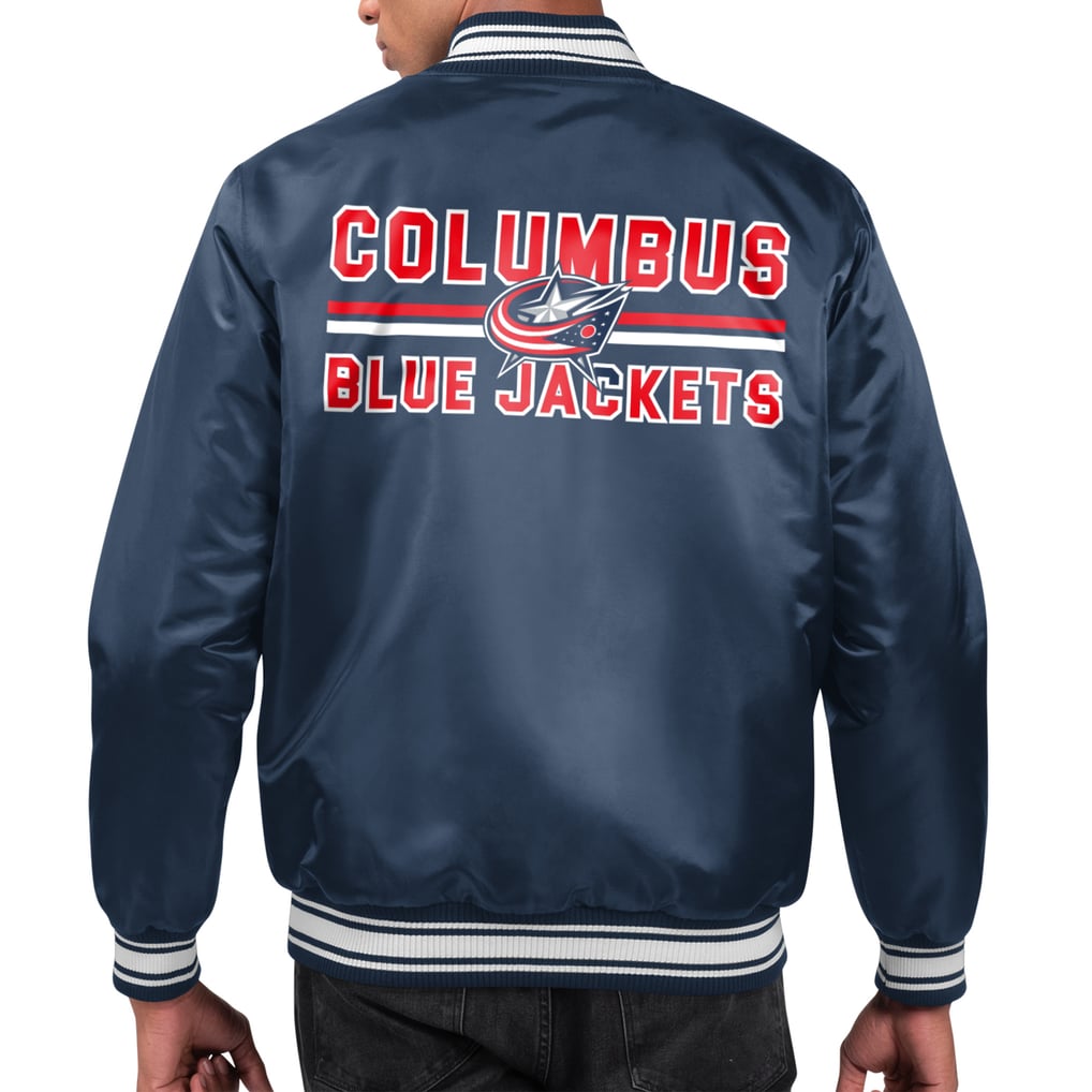Columbus Blue Jackets Starter Printed Team Logo Satin Varsity Full-Snap Jacket - Navy