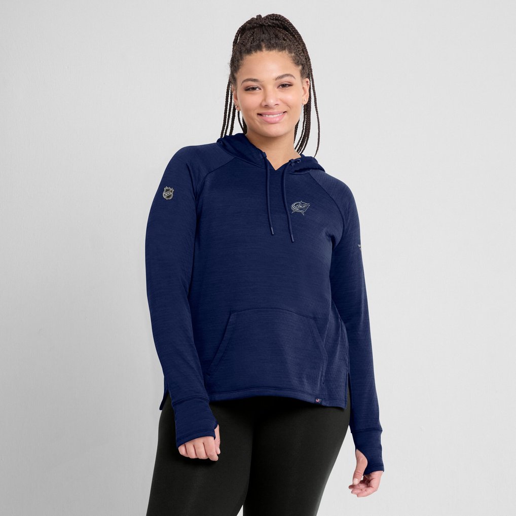  Columbus Blue Jackets Fanatics Women's Authentic Pro Pullover Hoodie - Heather Navy