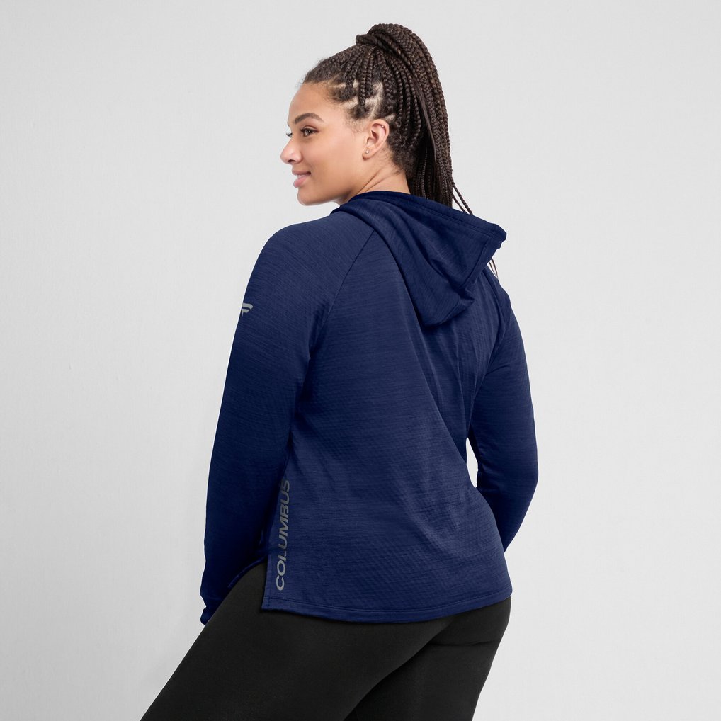  Columbus Blue Jackets Fanatics Women's Authentic Pro Pullover Hoodie - Heather Navy