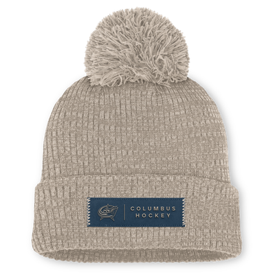 Columbus Blue Jackets Fanatics Women's Authentic Pro Road Cuffed Knit Hat with Pom - Light Beige