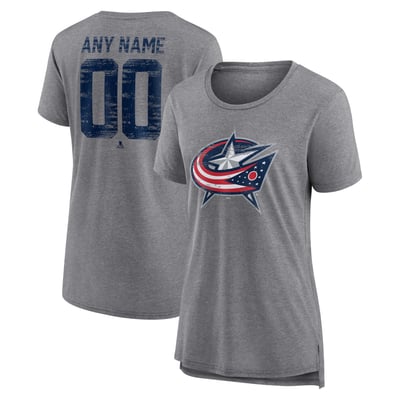 Columbus Blue Jackets Women's Heritage Custom Tri-Blend T-Shirt - Gray