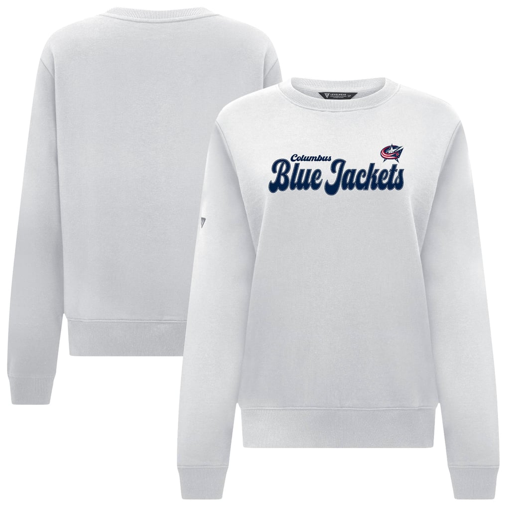 Columbus Blue Jackets Levelwear Women's Yvette Big Script Tri-Blend Sweatshirt - White