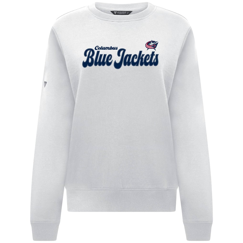 Columbus Blue Jackets Levelwear Women's Yvette Big Script Tri-Blend Sweatshirt - White
