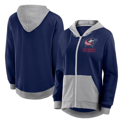 Columbus Blue Jackets Logo Athletic Women's Hit It French Terry Full-Zip Hoodie - Navy
