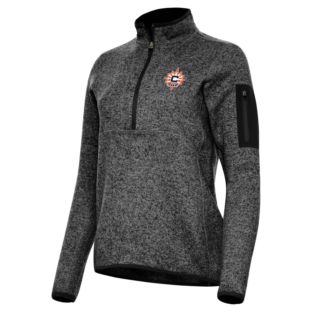 Connecticut Sun Antigua Women's Fortune Half-Zip Pullover Jacket - Heather Black