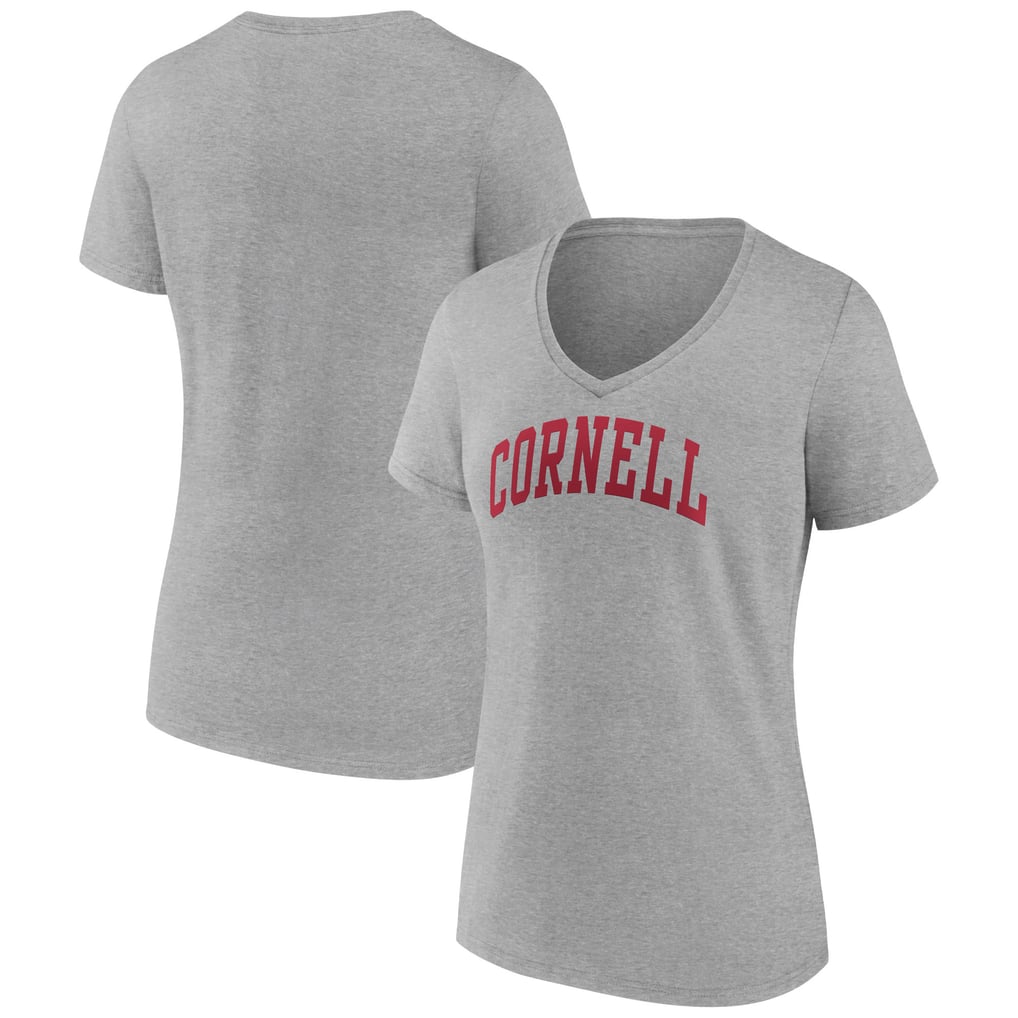 Cornell Big Red Women's Basic Arch V-Neck T-Shirt - Gray