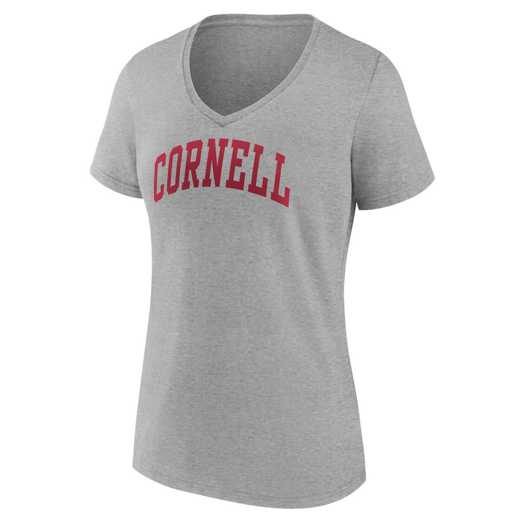 Cornell Big Red Women's Basic Arch V-Neck T-Shirt - Gray
