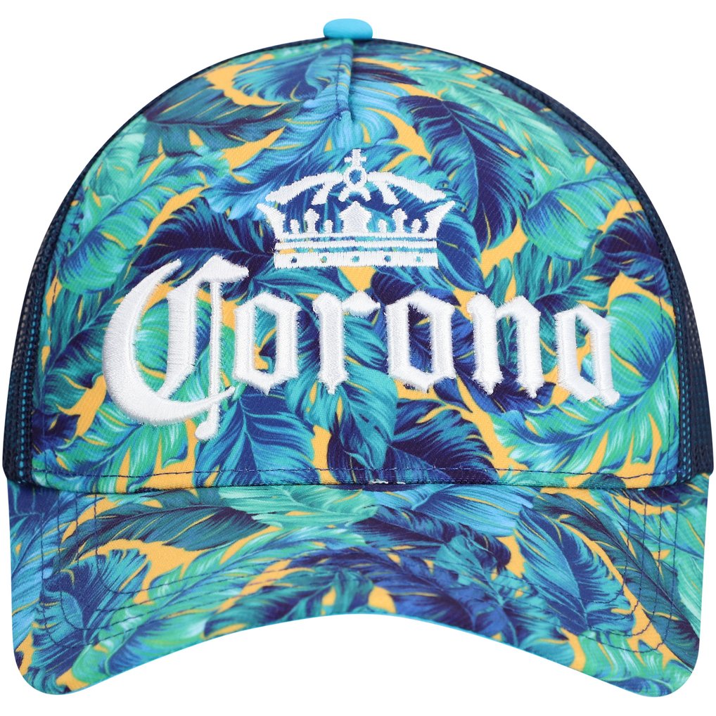 Corona A-Frame Floral Trucker Adjustable Hat - Aqua