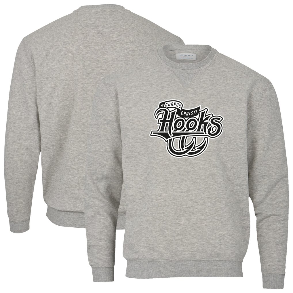 Corpus Christi Hooks Essential Fleece Crewneck Pullover Sweatshirt - Heather Gray