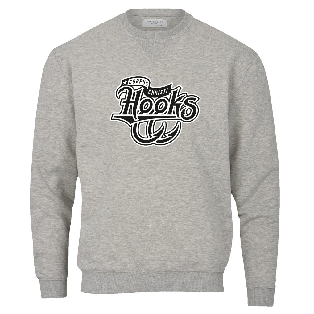 Corpus Christi Hooks Essential Fleece Crewneck Pullover Sweatshirt - Heather Gray