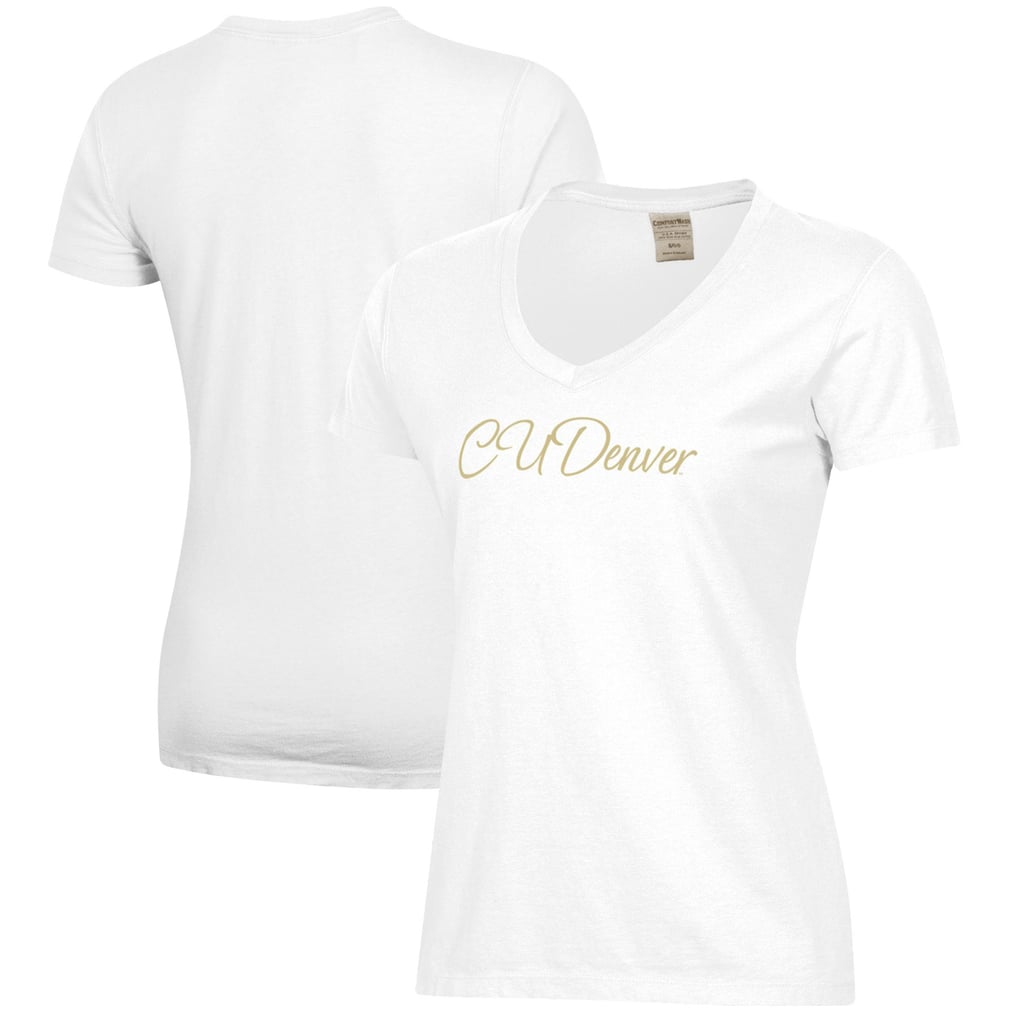  CU Denver Lynx Women's Script Logo Comfort Wash V-Neck T-Shirt - White