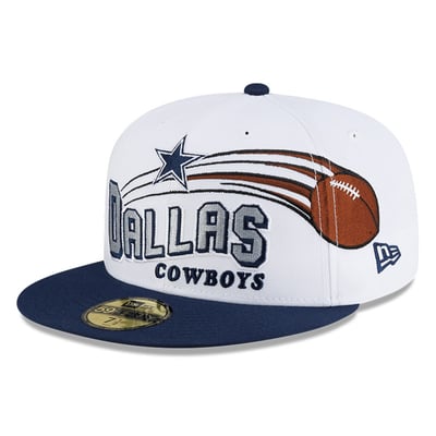 Dallas Cowboys New Era Retro Swoop 59FIFTY Fitted Hat - White/Navy