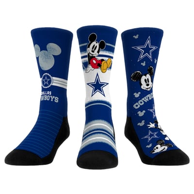 Dallas Cowboys Rock Em Socks Unisex Disney Three-Pack Crew Socks Set - Royal