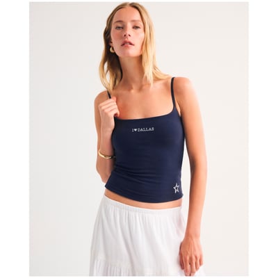 Dallas Cowboys Abercrombie & Fitch Women's Bra-Free Seamless Fabric 90s Cami Top - Navy