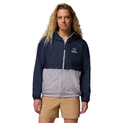Dallas Cowboys Columbia Women's Spire Hoodie Windbreaker - Navy/Gray