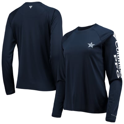 Dallas Cowboys Columbia Women's Tidal Omni-Shade Raglan Long Sleeve T-Shirt - Navy/White