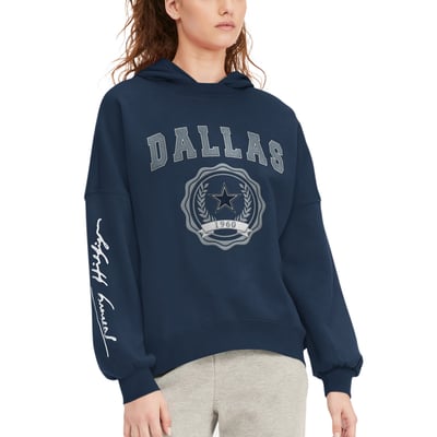 Dallas Cowboys Tommy Hilfiger Women's Becca Dropped Shoulders Pullover Hoodie - Navy