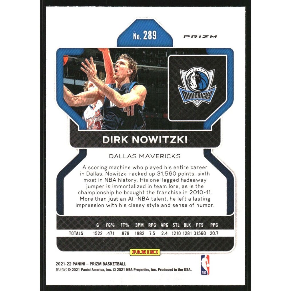 2021-22 Panini Prizm Prizms Fast Break #289 Dirk Nowitzki