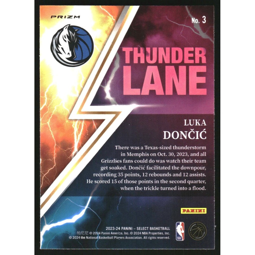 2023-24 Select Thunder Lane Red Prizms #3 Luka Doncic