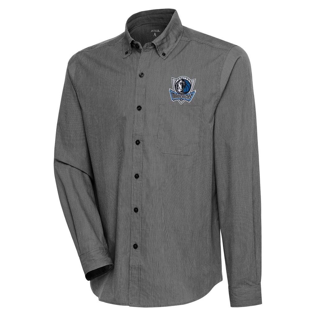  Dallas Mavericks Antigua Compression Button-Down Shirt - Black