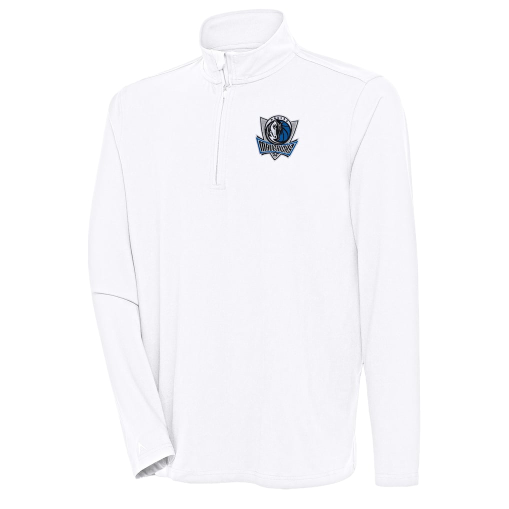  Dallas Mavericks Antigua Hunk Quarter-Zip Pullover Top - White
