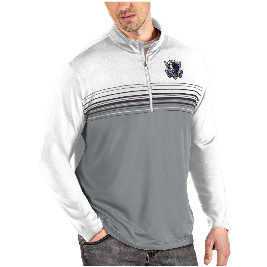 Dallas Mavericks Antigua Pace Quarter-Zip Pullover Jacket - White/Gray
