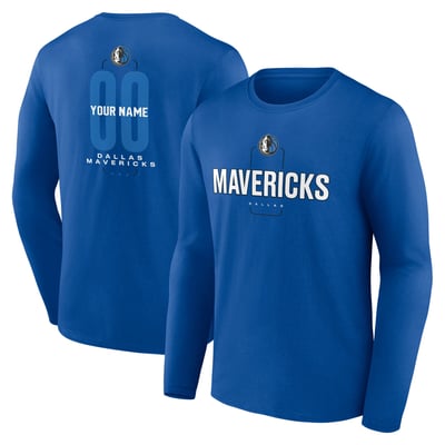 Dallas Mavericks Center Court Name & Number Custom Long Sleeve T-Shirt - Blue