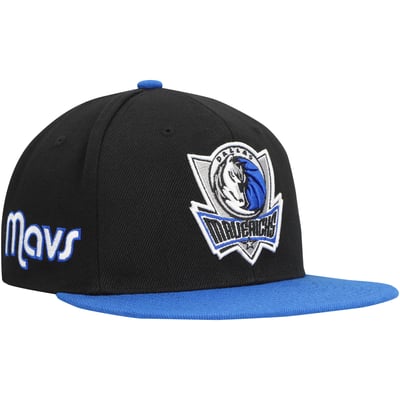 Dallas Mavericks Mitchell & Ness Side Core 2.0 Snapback Hat - Black/Royal