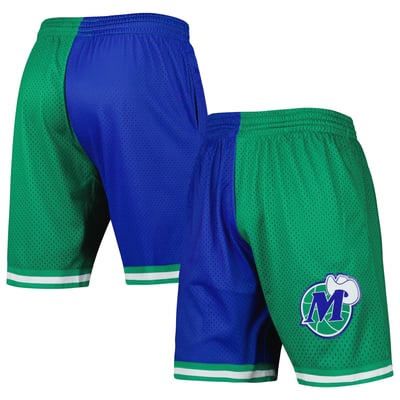 Dallas Mavericks Mitchell & Ness Hardwood Classics 1998 Split Swingman Shorts - Blue/Green