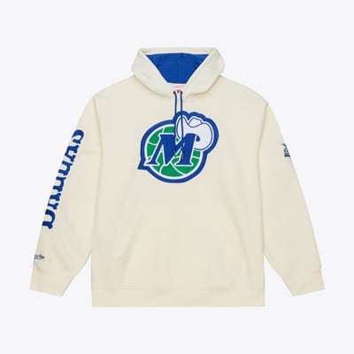 Dallas Mavericks Mitchell & Ness Hardwood Classics Chainstitch Premium Fleece Hoodie - Cream