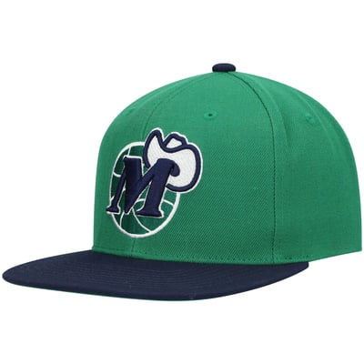 Dallas Mavericks Mitchell & Ness Hardwood Classics Team Two-Tone 2.0 Snapback Hat - Green/Navy