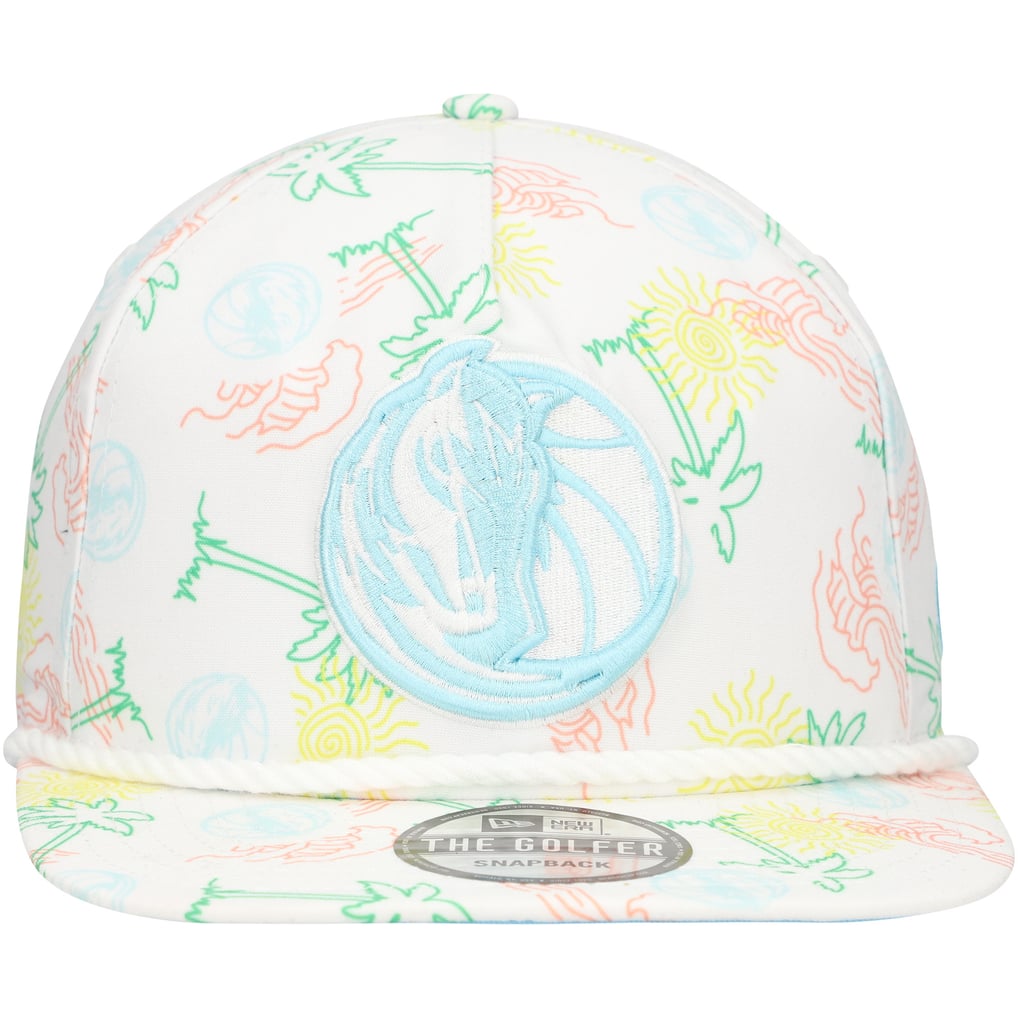 Dallas Mavericks New Era Palm Trees and Waves Golfer Adjustable Hat - White