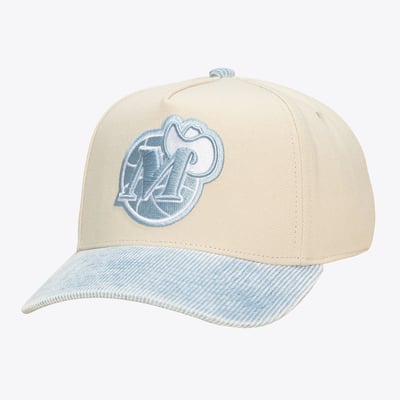 Dallas Mavericks Mitchell & Ness Unisex Faded Pro Snapback Hat - Cream/Light Blue