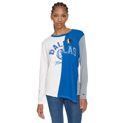 Dallas Mavericks Tommy Jeans Women's Amelia Color Blocked Long Sleeve T-Shirt - White/Blue