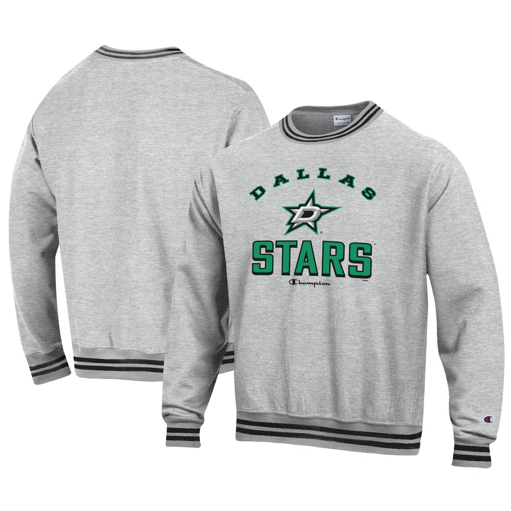 Dallas Stars Champion Reverse Weave Yarn Dye Pullover Sweatshirt - Heather Gray