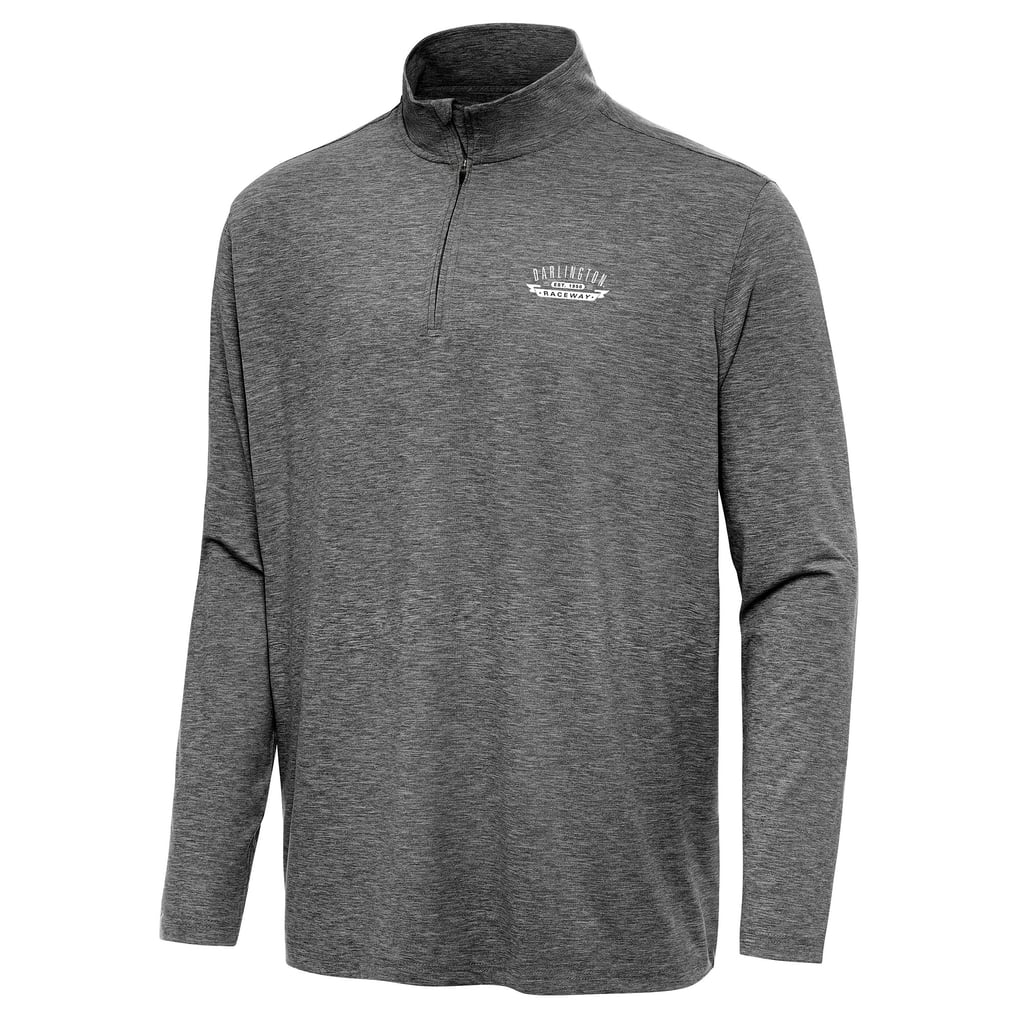 Darlington Raceway Antigua Hunk Quarter-Zip Pullover Top - Heather Black