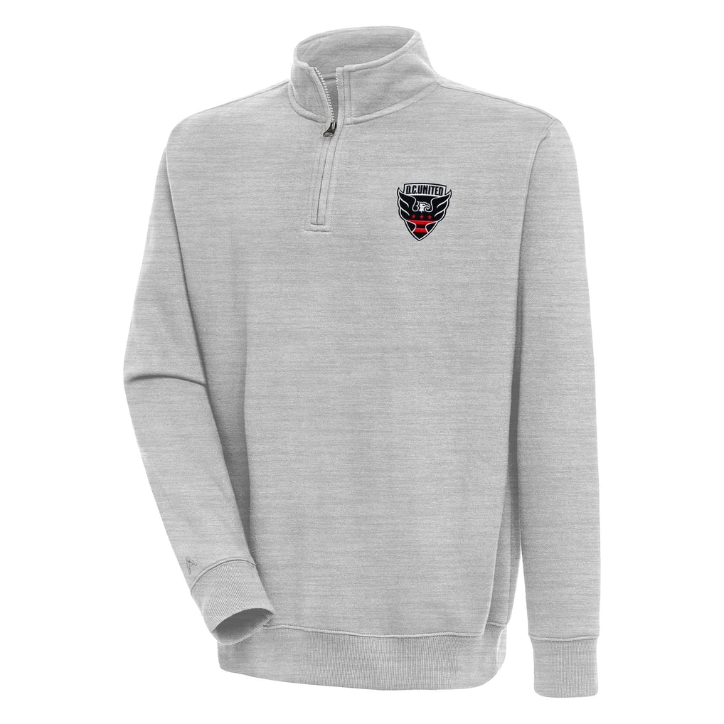 D.C. United Antigua Victory Quarter-Zip Pullover Top - Heather Gray