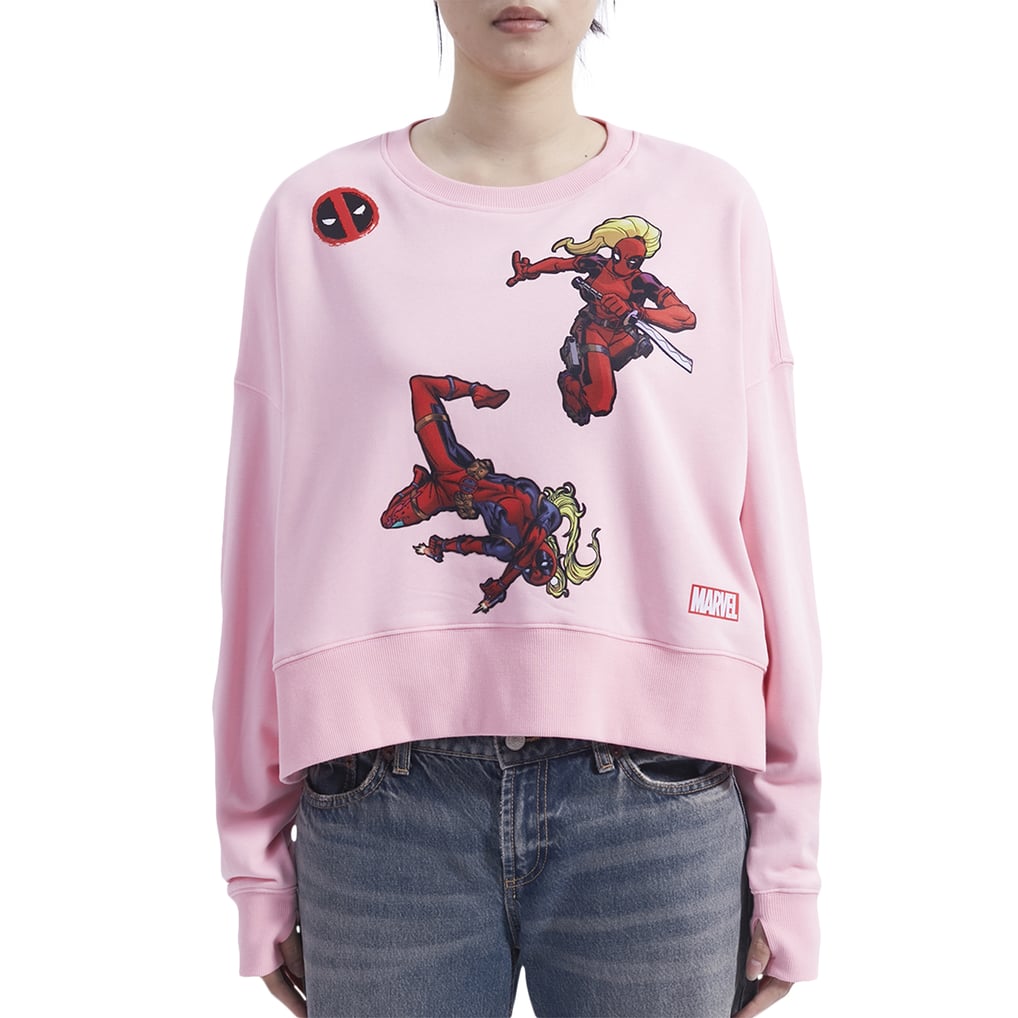  Lady Deadpool Freeze Max Women's Cropped Pullover Sweatshirt - Pink