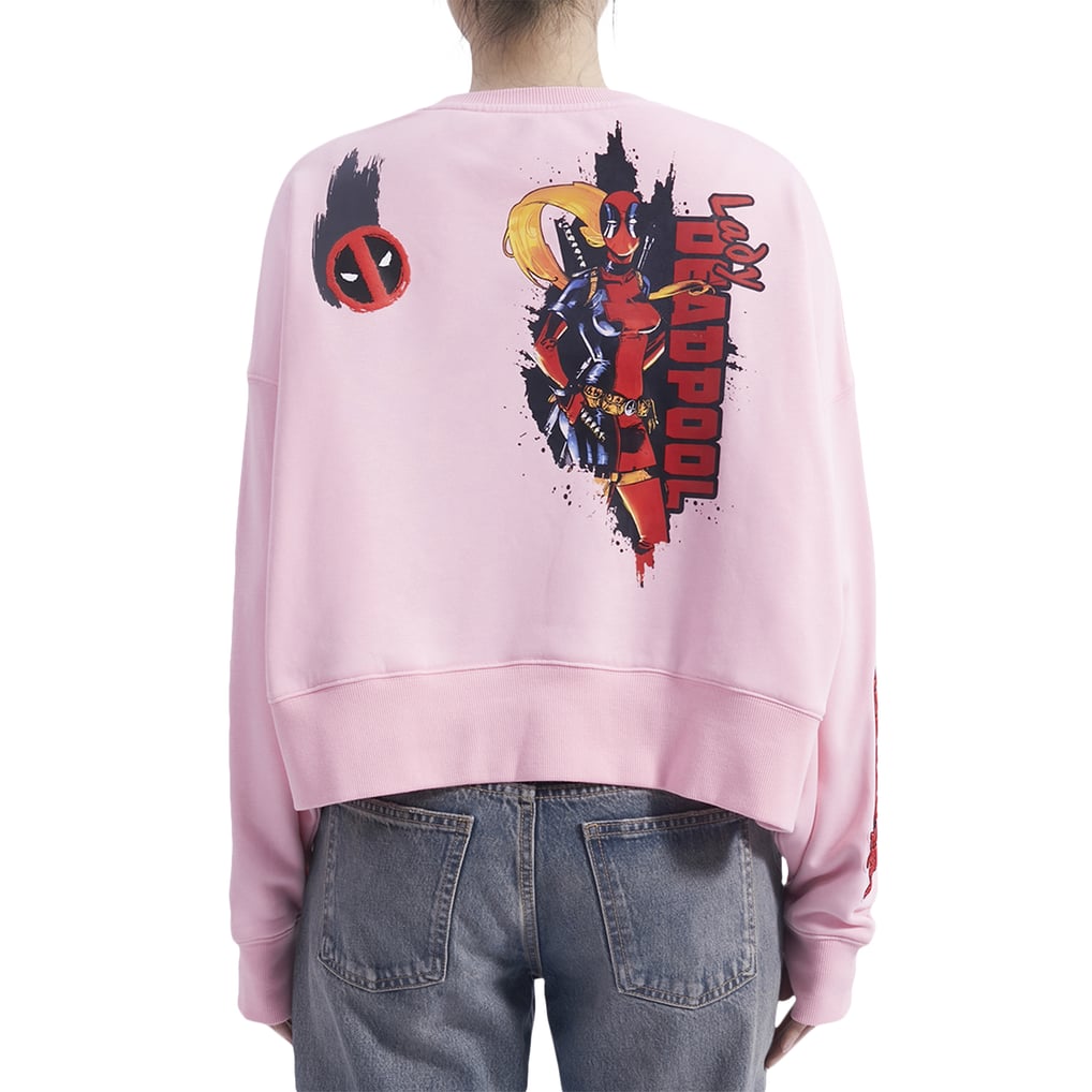  Lady Deadpool Freeze Max Women's Cropped Pullover Sweatshirt - Pink