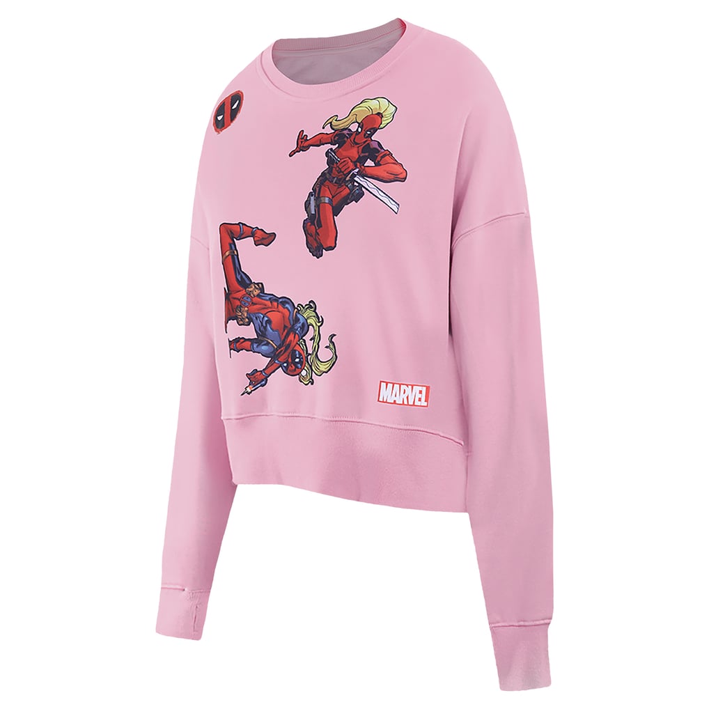  Lady Deadpool Freeze Max Women's Cropped Pullover Sweatshirt - Pink