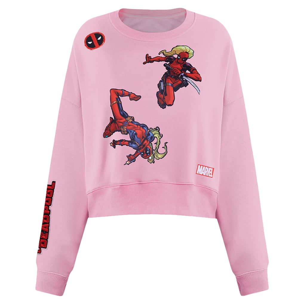  Lady Deadpool Freeze Max Women's Cropped Pullover Sweatshirt - Pink