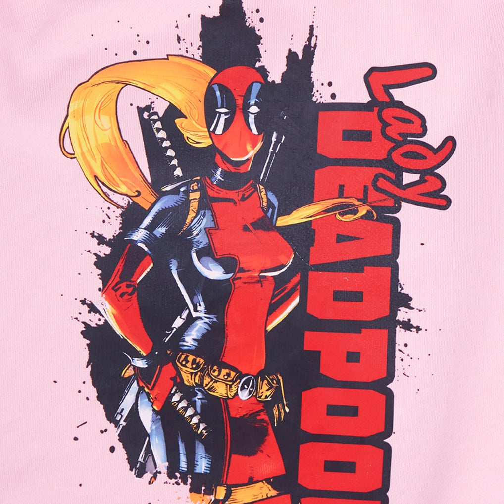  Lady Deadpool Freeze Max Women's Cropped Pullover Sweatshirt - Pink