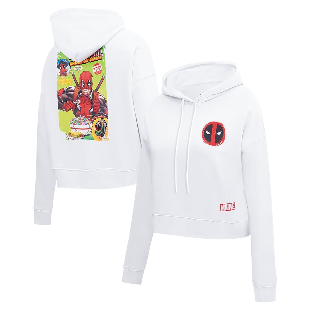  Deadpool Freeze Max Women's Breakfast Cereal Cropped Pullover Hoodie - White