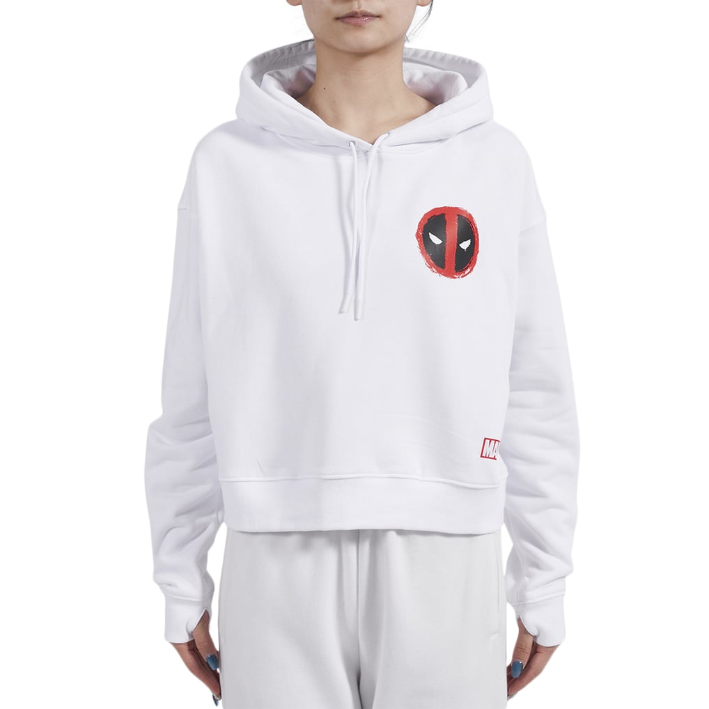  Deadpool Freeze Max Women's Breakfast Cereal Cropped Pullover Hoodie - White