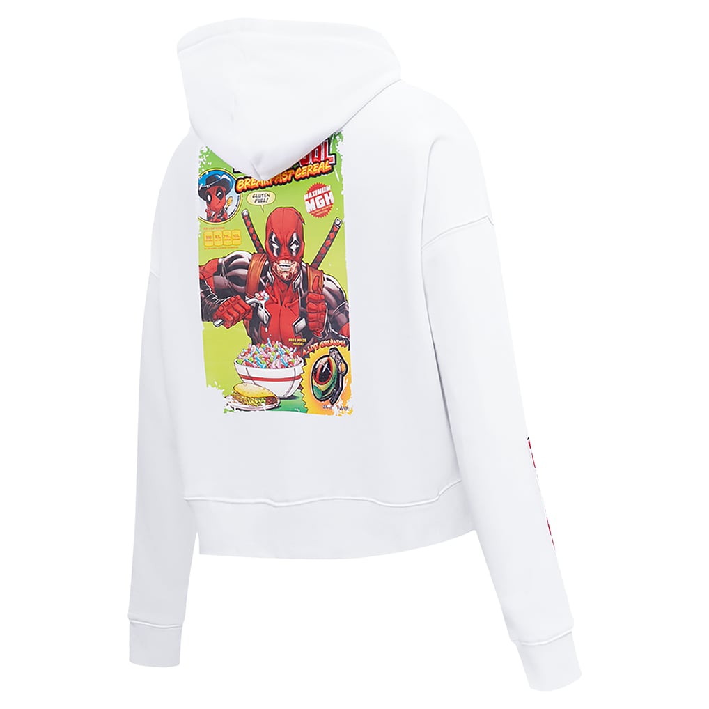  Deadpool Freeze Max Women's Breakfast Cereal Cropped Pullover Hoodie - White