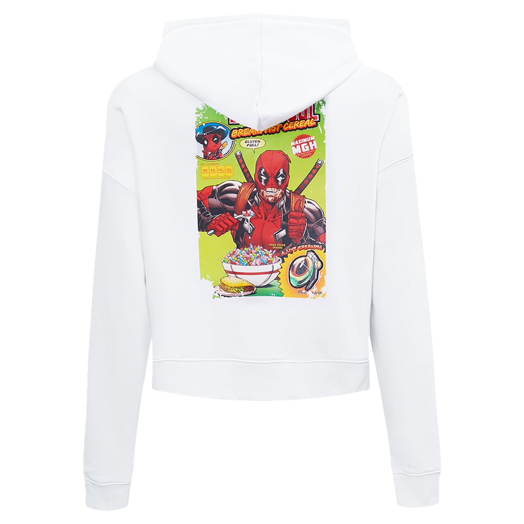  Deadpool Freeze Max Women's Breakfast Cereal Cropped Pullover Hoodie - White