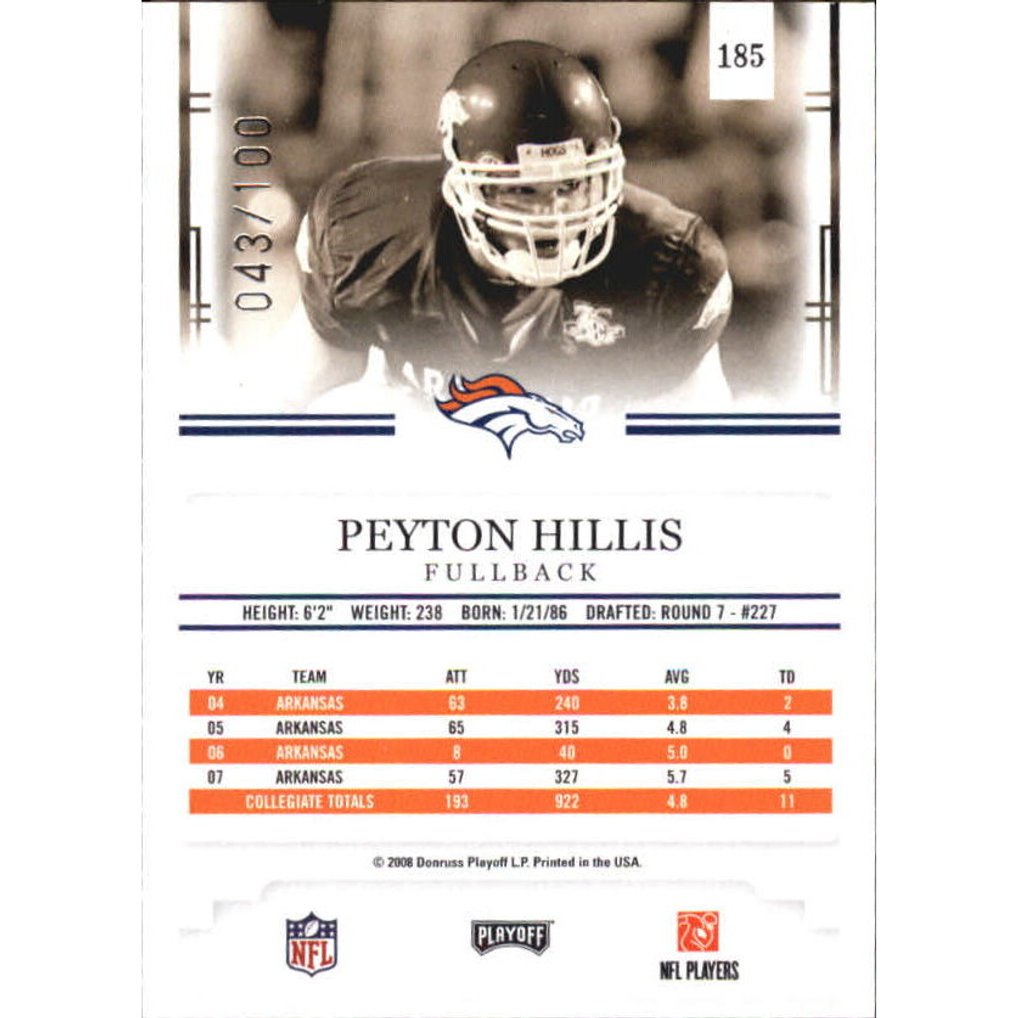 2008 Playoff Prestige Xtra Points Red #185 Peyton Hillis
