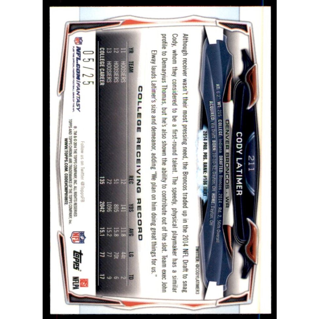 2014 Topps Chrome Mini Pink Refractors #211 Cody Latimer